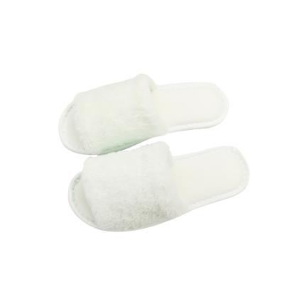 China Designer Disposable Fur Winter Hotel White Passionate Plush Warm Slippers Unisex for sale