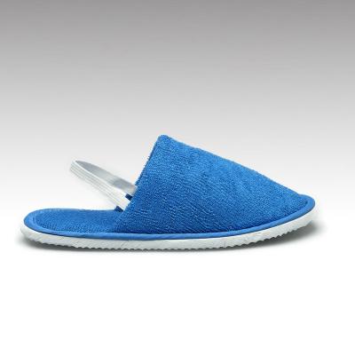 China Designer Comfortable Indoor Bedroom Stylish Blue Warm Hotel Flat Slippers For Women for sale