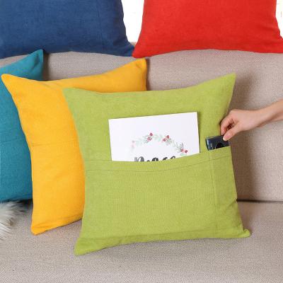 China Viable Amazon hot sale pocket cushion cover, pillow cover with pocket 45x45cm, pocket pillow cushion cover for sale