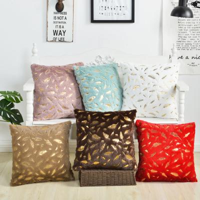 China Wholesale Viable Print Fur Gold Foil Leaves Tile Case, Home Decor Tile Case Cover, Sofa Decorative Leaves Cushion Cover for sale