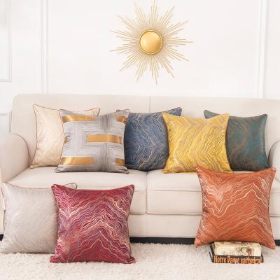 China 2021 wholesale viable new design jacquard cushion cover, geometry jacquard pillow covers, modern netting jacquard pillow case cover for sale