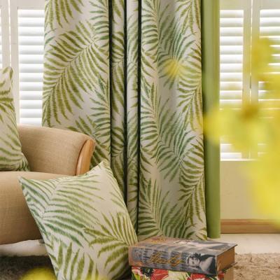 China Custom Size 100% Polyester Blackout Blackout Curtain Printing Blackout Curtain Leaves Printed Design Curtain for sale