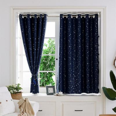 China 100% Polyester Small Triple Hot Sale Blackout Star Blackout Star Foil Printing Blackout Curtain Weaving Window for sale