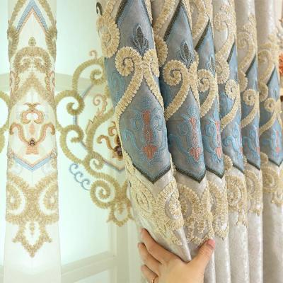 China Luxury Insulated Curtains Insulated Embroidery Voile Curtain Fabric Curtains Wholesale Custom Size For Living Room for sale