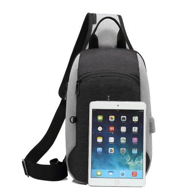 China Custom Waterproof Daily Oxford USB Shoulder Backpack Sling Charging Bag For Men Simple Style Messenger Crossbody Waist Chest Designer for sale