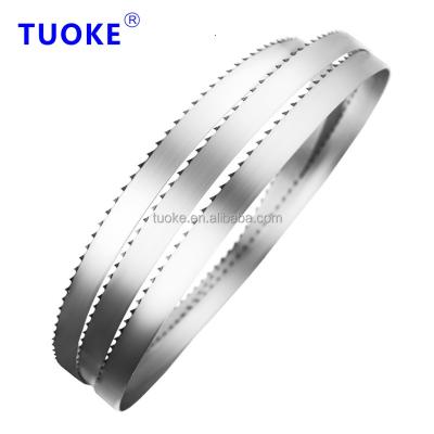 China Tuoke woodworking can be customized non-standard cut frozen fish alloy band saw blade sanhomt food band saw blade for sale