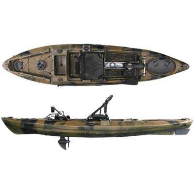 China Professional LLDPE Angler Pedal Kayak Single Seat, LLDPE Plastic Canoe Rowing Boats Sit On Top Fishing Kayak for sale