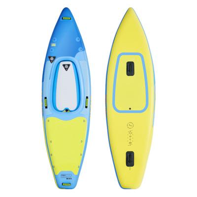 China cheap factory SUP 0.9mm pvc dot price drop pvc material 2+1 chambers single person inflatable hybrid kayak board for sale