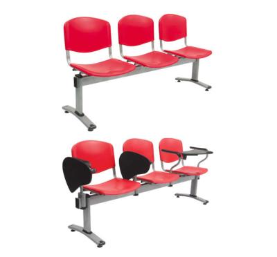 China Modern Cheap Plastic Public Strip Chair With Notepad for sale