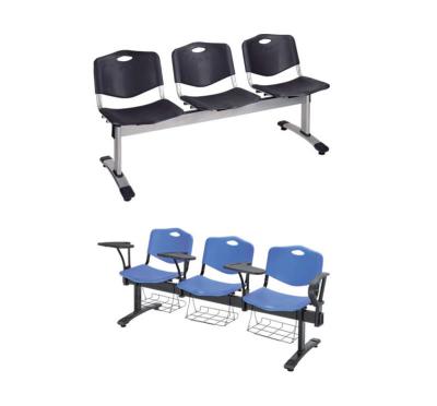 China Modern Plastic 3 Seats Waiting Room Chair With Writing Tablet for sale