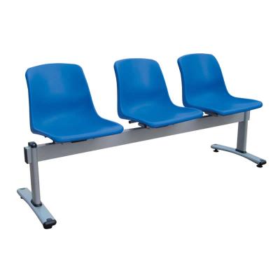 China Modern Blue 3 Seats Steel Strip Plastic Chair For Waiting Room for sale