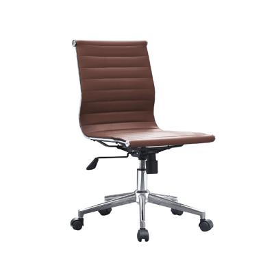 China Mid (Height) Adjustable PU Back Brown Faux Leather Office Chair Without Armrest for sale