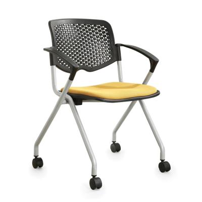 China Mesh Chair Seminar Room Flip Up Seat Training Office Chair With Casters for sale