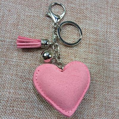 China Korea Velvet Key Chain PUcar Keychain Heart Tassel Cortical Heart Key Chain Pendant Other for sale