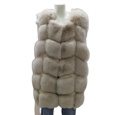 China Hot Selling Waterproof Thickened Real Fox Fur Coats Women Warm Natural Fur Vest 2022 for sale