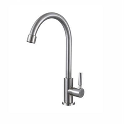 China Sense Faucets Easy Install Brushed Nickel Stainless Steel Single Hole High Arc Single Tap Cold Water Sink Faucet For Kitchen, for sale