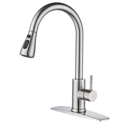 China Sense Faucets Kitchen Faucet With Pull Down Swept Sprayer, High Arc Single Handle Kitchen Sink Faucet With Apron for sale