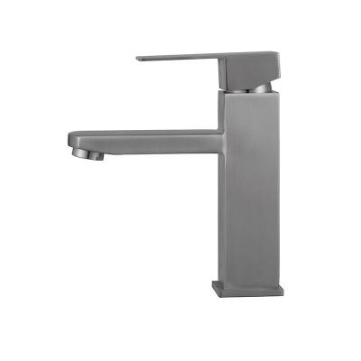 China Metered Faucets Top Sell Hot Cold Single Handle Water Bathroom Basin Sink Faucet 304 Stainless Steel Black Basin Faucet Mixer for sale