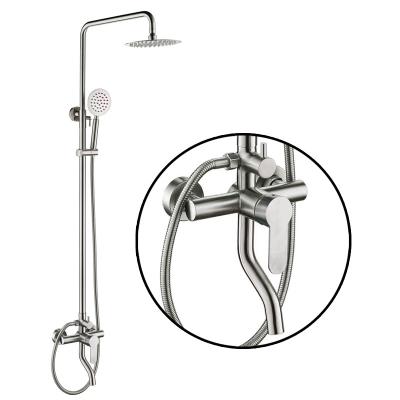 China Without Sliding Bar Factory Price HOT SALE Factory Price Shower System Set Cheap Nickel Brush Nickel Rain Hand Shower Set for sale