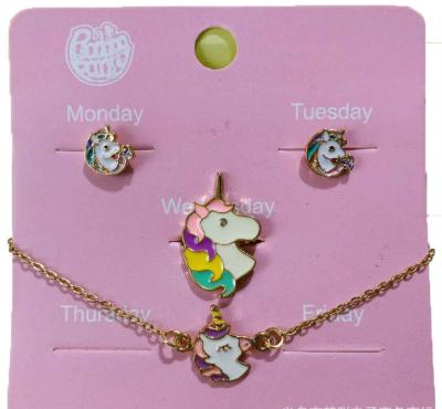 China Cute [Gocaro] Children Unicorn Earring Necklace Sets for sale