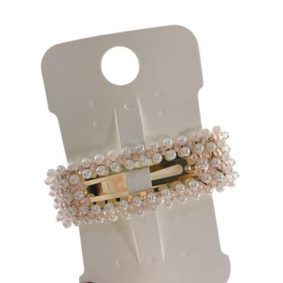 China Custom Hair Accessories Rectangle Logo Pearl Snap Hair Clips Accessory for Cute Girls C94704 for sale