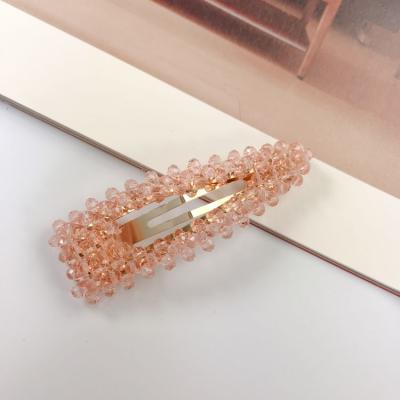 China New Arrival Hot Selling Beautiful Color Glass Pearl Teardrop Snap Hair Clips For Girls C94703 for sale