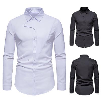 China Solid Mens Dress Shirts 2022 Spring QUICK DRY Sheath Long Slim Fit Button Up Casual Stylish Shirt Dress Homme 2XL White Shirt Men for sale