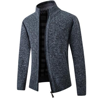 China 2022 Autumn winter cardigan men's cardigan sweater thicken thin casual sweater men's zipper sweater stand collar sweater cardigan warm jacket for sale