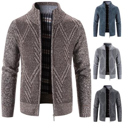 China Geometric Print Coat Men's New Stand Autumn And Winter Sweater Sweater Cardigan for sale