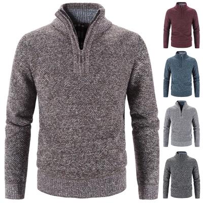 China 2022 Men Fleece Sweater Fleece Half Zipper Thicker Breathable Turtle Neck Warm Quality Male Slim Woolen Knitted Sweaters For Spring for sale