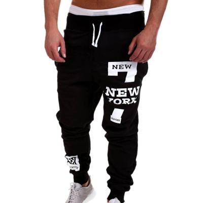 China Spandex/Polyester Summer 2022 Jogging Pants Men's Pants Pants Casual Bandage Letter Printing Jogging Pants Gym Sweatpants Men's Pants for sale