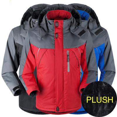 China Outdoor Plush Jacket Men's Hoodie Cotton Warm Coat Mountain Breathable Waterproof Windproof Winter Skiing Hiking Anorak for sale