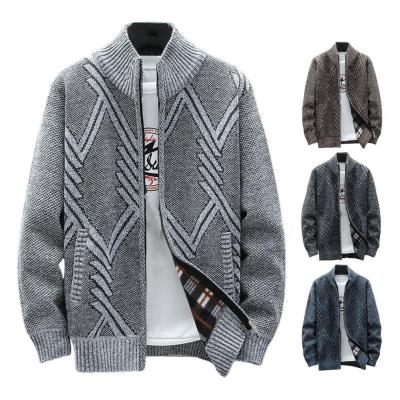 China Sweater Men's Sweater Coat Knitted Sweater Cardigan Stand Collar Sweater Coat Tracksuit Men Long Sleeve Sweater Pullovers Zipper Coat for sale