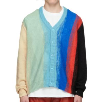 China Custom color mohair inner front gradient color men's cardigan sweater 2021 custom made sweater fashion for sale