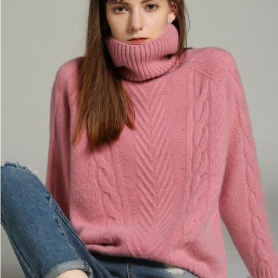 China Wholesale Casual Anti-wrinkle CY Cable Knit Turtle Neck Women Sweater Thick Cashmere for sale