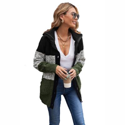 China Autumn Women Custom Hoodies Colorful Block Long Front Patchwork Cardigan Knit Anti-wrinkle Sweater Cardigan for sale