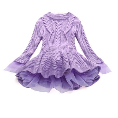 China Fashion Anti-Shrink Top Design Winter Custom Children's Long Skirt Dress Fluffy Children's Sweater for sale