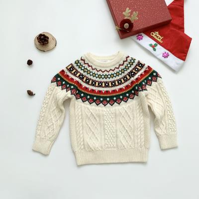 China Designer Anti-Shrink Crew Neck Baby Jacquard Cotton Christmas Sweater Sweaters for sale