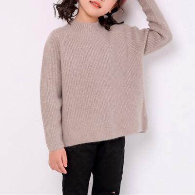 China Anti-Shrink Rib Solid-Color Children's Girl's Sweaters Raglan Crew Neck for sale