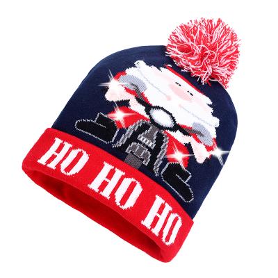 China Promotion Christmas Gift Led Warm Christmas Hat Beanie Sweater Light Up Illuminate Hat Adult Children Light Up Warm Knitted Hat Christmas Decoration for sale