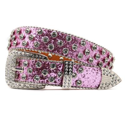 China Fashion.Casual Wide Belt New Trend Western Fashion Rhinestone Belt Women's Luxury PU Leather Studded Women's Belt Factory Direct Sales for sale