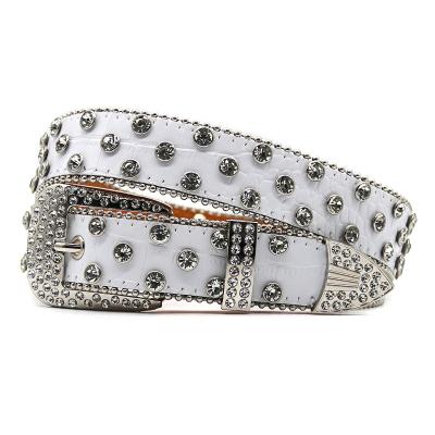 China Fashion.Casual Wide Belt European and American Fashion and Leisure New Trend Water Diamond Belt Women's Full Diamond Rivet Women's Jeans Belt for sale