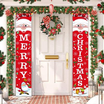 China New 2022 Christmas Holiday Flag Christmas Hanging Decorations in Couplet Curtain Door Outdoor Holiday Party Flag for sale