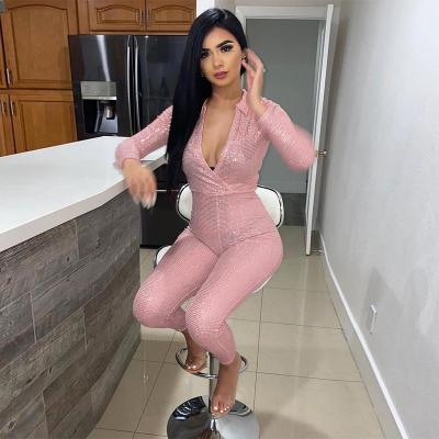 China Anti-wrinkle Women Clothing 2022 Solid Color Jumpsuits Playsuits Jogging Jumpsuits For Women One Piece Overalls for sale