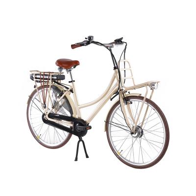 China New Design Retro Aluminum Alloy City Bike 250w 36v Lithium Battery Electric Lightweight Women's City Ebike for sale