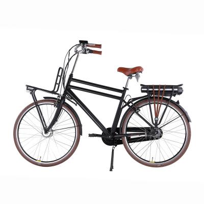 China Vintage Aluminum Alloy Vintage Style 700c 36v 250w Front Rack City Electric Bicycle Electric Bike Ebike Lithium Battery CE Standard for sale