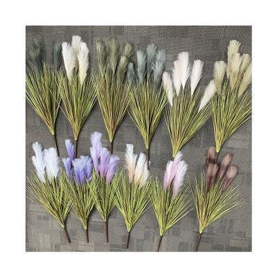 China Professional Manufacture Of Feather Silk Fabric Long 3 Branch New Reed Artificial Feather Flowers Decoration for sale