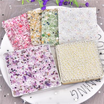 China Dense Rhinestone Inlay Pearl Sticker For Cosmetic Shiny Decoration Cover Decoration Lipstick Powder Box Luggage Air Case Cushion Self Adhesive Diamond Stickers for sale