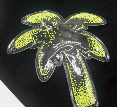 China Flatback fashion hotfix bubble tpu patch coconut palm tree with fluorescent pearl applique acrylic transfer for garment for sale