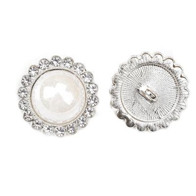 China Flatback 2Cm Round Pearl Rhinestone Button Sew On Alloy Accessories Small Flower Buckle Diy Coat Shoes Bags Brooches Dress Decorations for sale